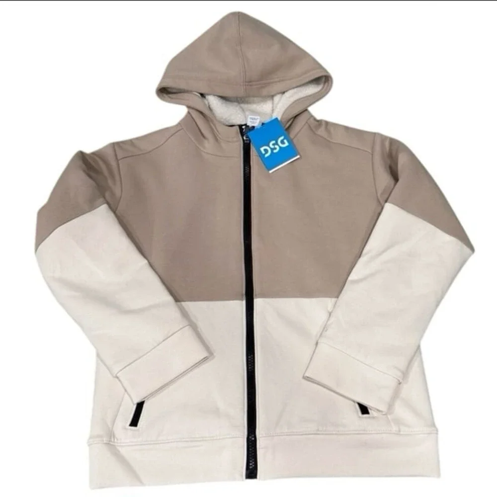 DSG Sport Fleece Sherpa Jacket‎ Large (14/16) Khaki/Light Sand NWT